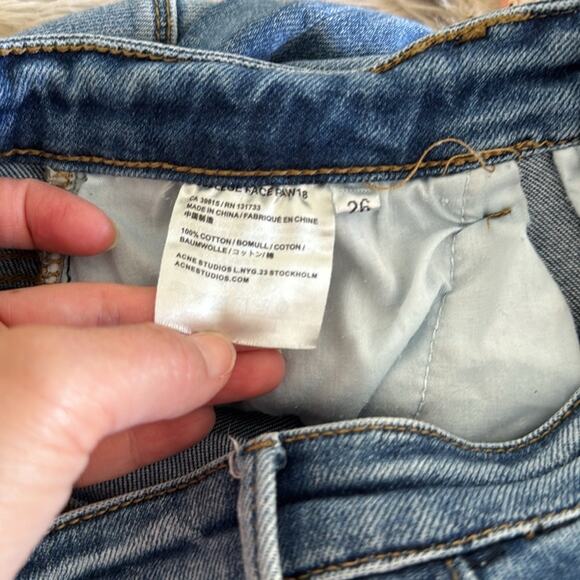 Acne Studios College Face Paw18 Distressed Frayed Hem Skinny Jeans Size 26 - Picture 6 of 6